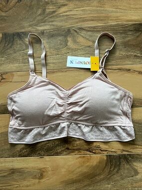 Soft Blush Pink Lace Nursing Bralette Wireless Lounge Bra Large NWT Maternity